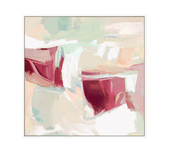 Rhubarb Dreams Framed Canvas 80 x 80 x 4cm Burgundy & Green Multi