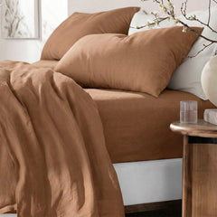 Washed Linen Cotton Sheet Set Terracotta
