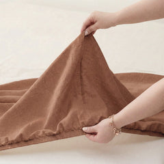 Washed Linen Cotton Sheet Set Terracotta