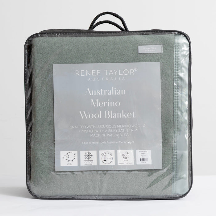 Australian Merino Wool Blanket Sage
