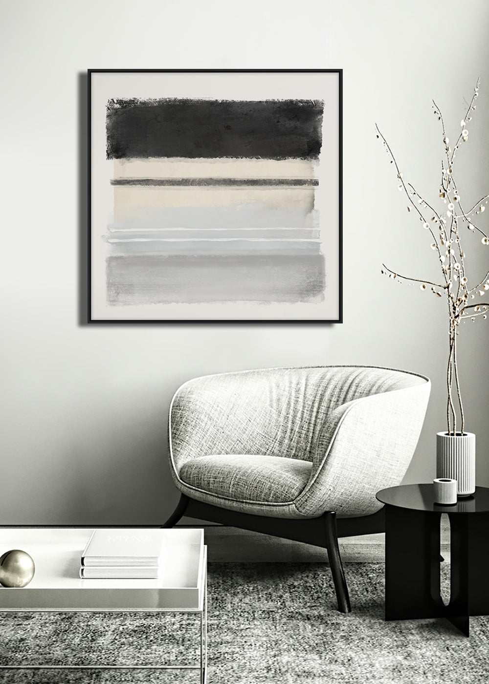 Sienna Framed Canvas 80 x 80 x 4cm Black & Beige Multi