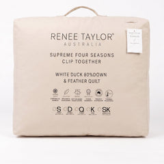 Supreme Four-Season Clip Together 80% White Duck Down & Feather Quilt
