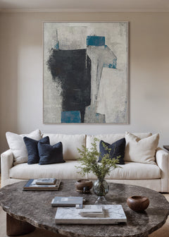 Surreal Echo Framed Canvas 100 x 120 x 4cm Grey & Blue Multi