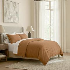 Washed Linen Cotton Quilt Cover Set Terracotta