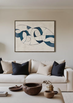 Timeless Drift Framed Canvas 70 x 90 x 4cm Beige & Blue Multi