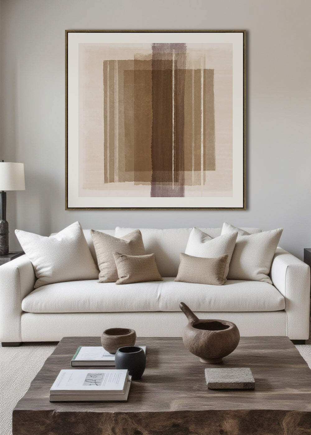 Transcendence Framed Canvas 80 x 80 x 4cm Brown & Beige Multi