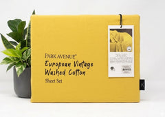 European Washed Cotton Sheets Misted Yellow