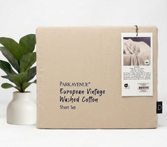 European Vintage Washed Cotton Sheet Sets Stone