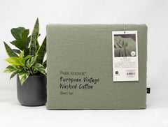 Kids European Vintage Washed Cotton Sheet Sets Fern