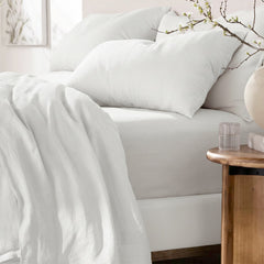 Washed Linen Cotton Sheet Set White