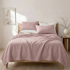 Washed Linen Cotton Sheet Set Woodrose