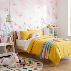 Kids Vintage Washed Quilt Cover Set Misted Yellow