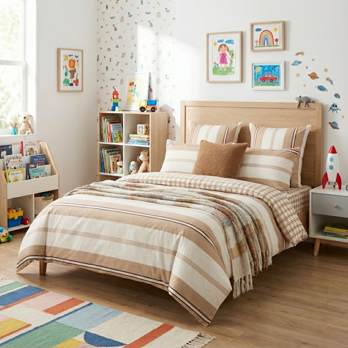 Kids Stephine Stripe Reversible Quilt Cover Set