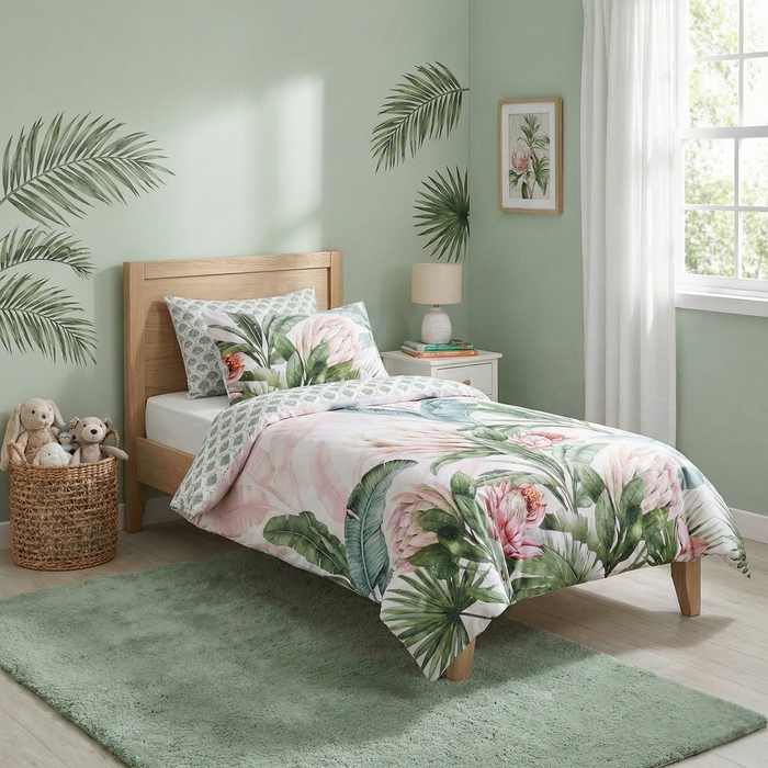 Kids Gardenia Quilt Cover Set Cotton Reversible