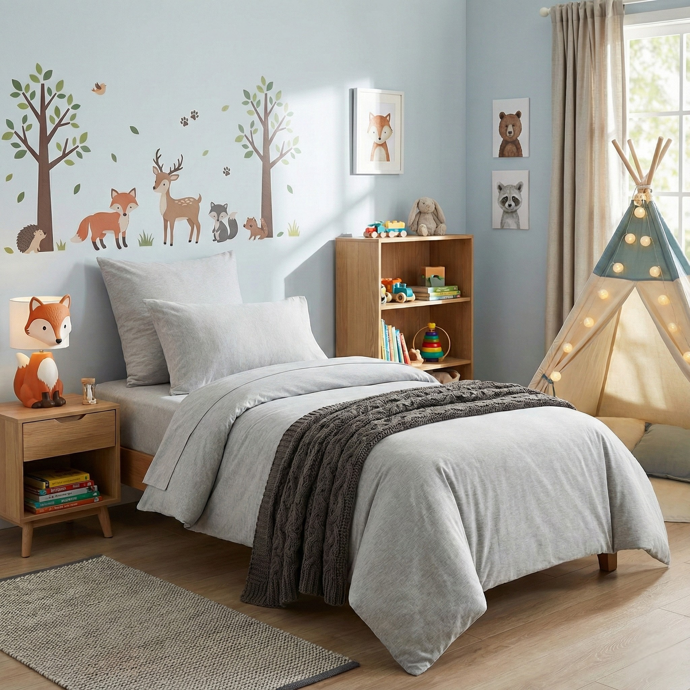 Kids Jersey Quilt Cover Set Grey Marle