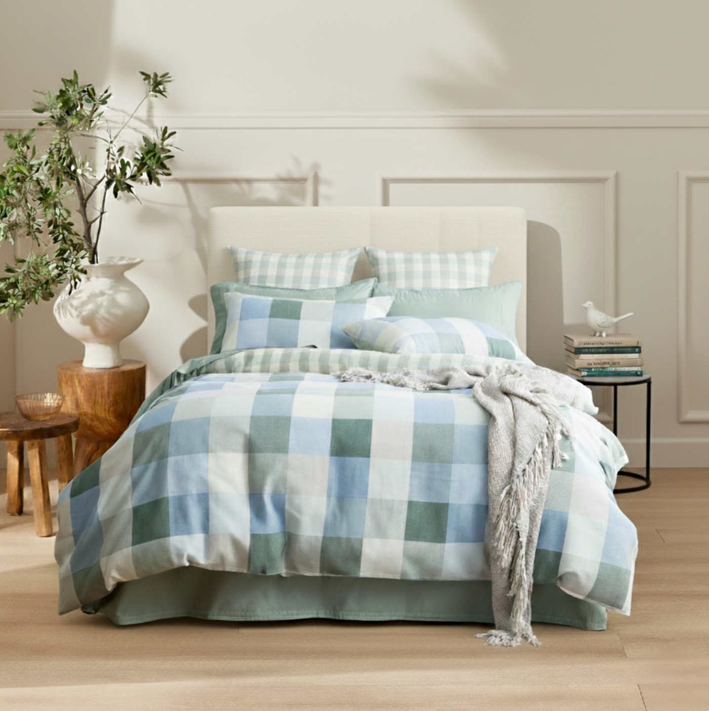 Jackson Check Textured Cotton Slub Reversible Quilt Cover Set