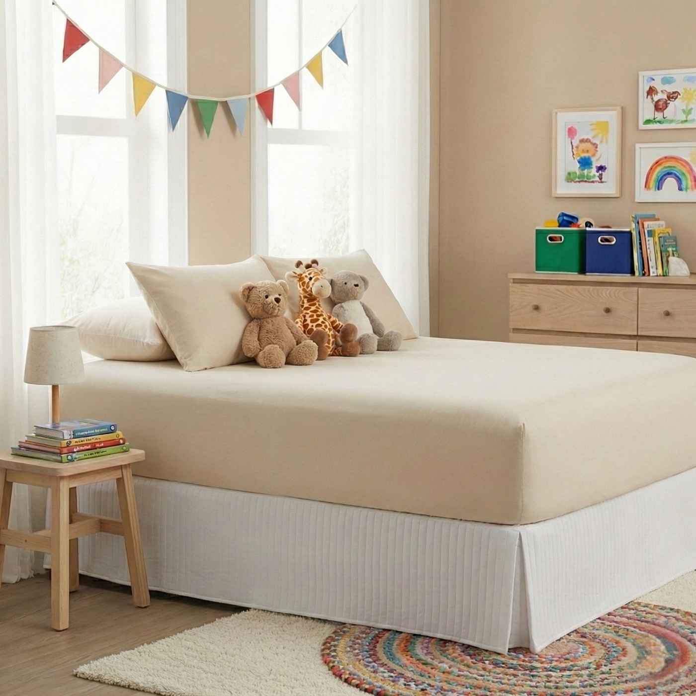 Kids Organic Jersey Fitted Sheet Oatmeal