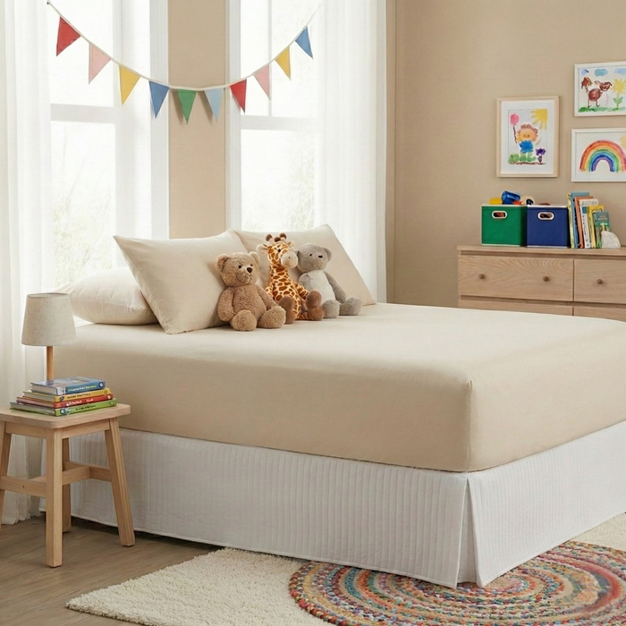 Kids Organic Jersey Fitted Sheet Oatmeal