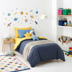 Kids Vintage Washed Quilt Cover Set Blue