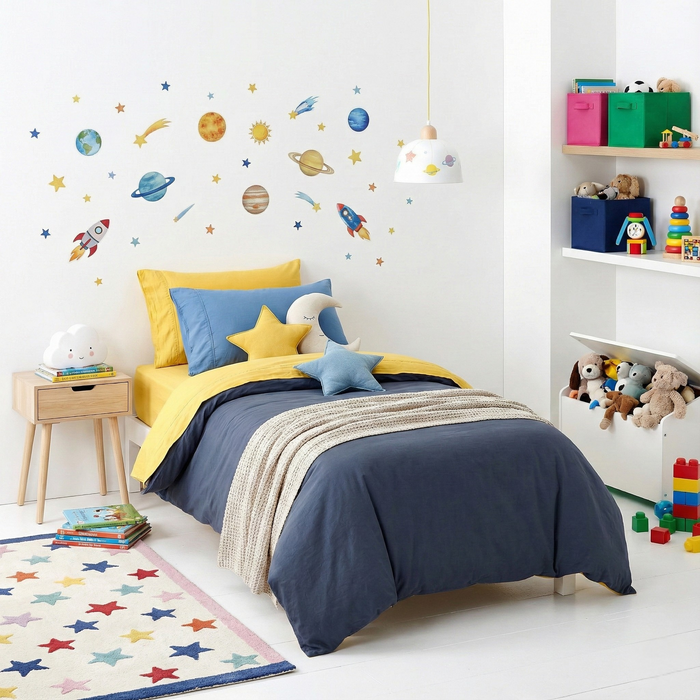 Kids Vintage Washed Quilt Cover Set Blue