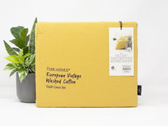 European Vintage Cotton Quilt Cover Misted Yellow