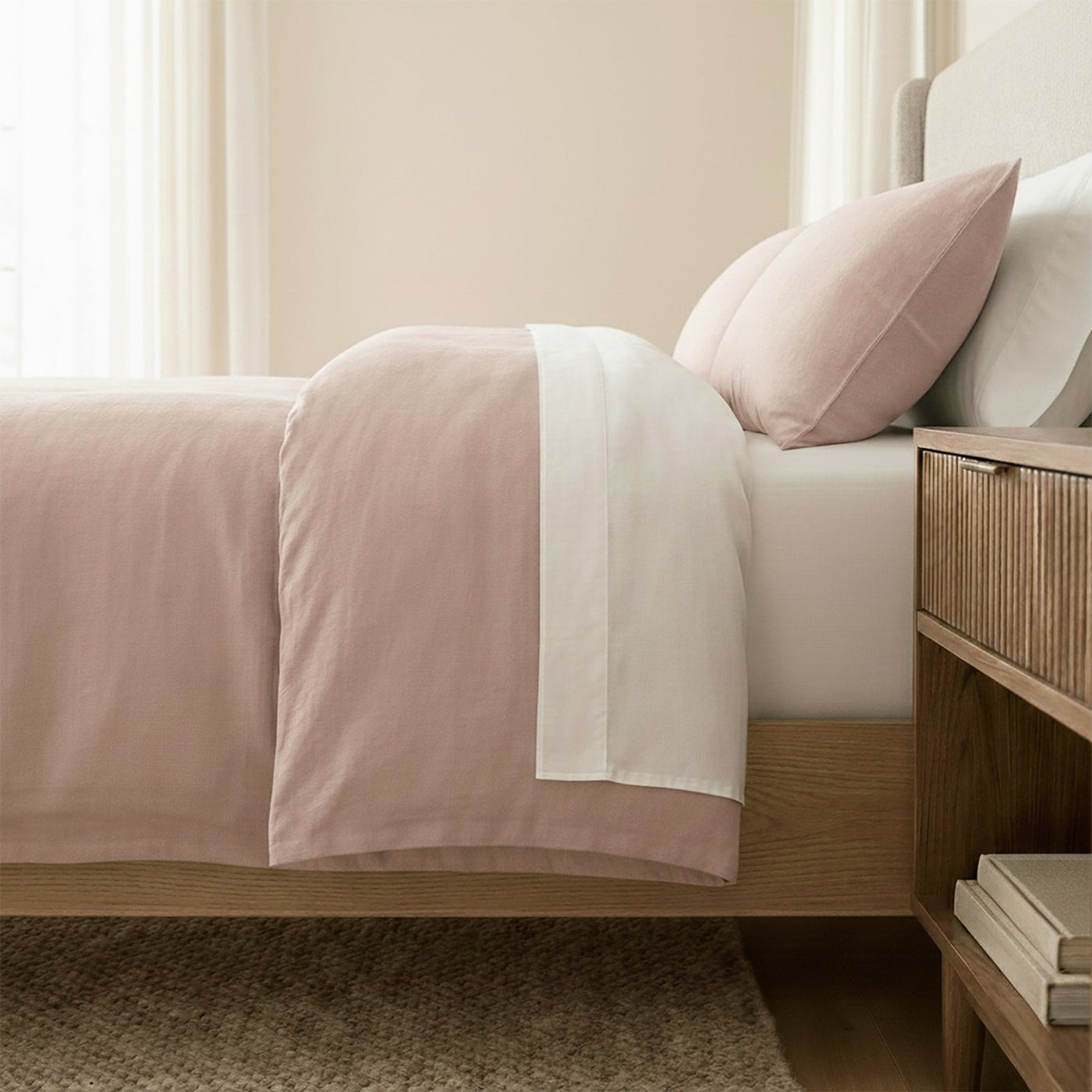 Washed Linen Cotton Quilt Cover Set Woodrose